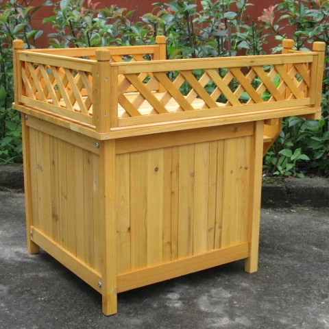 Natural Small Wood Wooden Pet House for Cats and Dogs Balcony Furniture