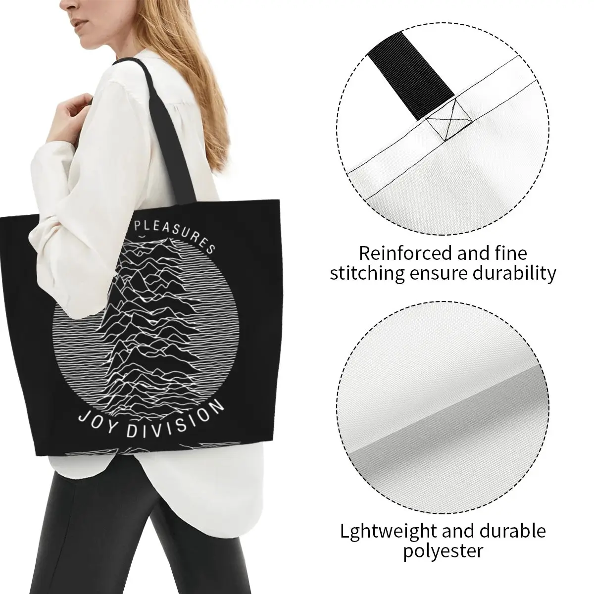 joy division Women Shoulder bag UNKNOWN PLEASURES 40X50cm Tote bag Shopping handbag Convenient Travel Book Custom Logo