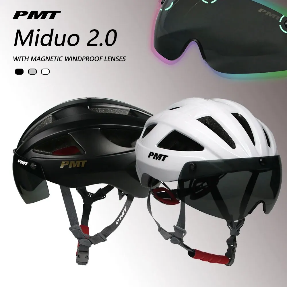 PMT Miduo 2.0 Bicycle Helmet Ultralight Racing Hat Breathable Comfortable Cycling With Magnetic Windproof Lenses Safety Helmet