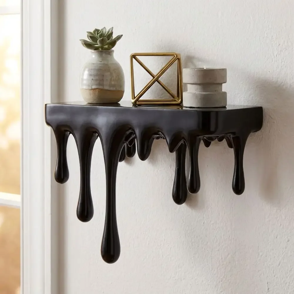 Decorative 3D Printed Drip Floating Shelf Plastic Stable Melting Wall Shelf Irregular Artistic Plants Display Stand Bedroom