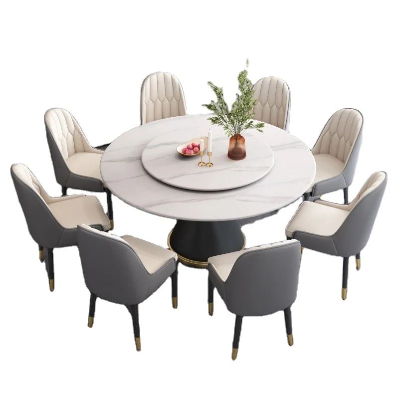 Round Marble Table Dining Room Furniture - Light Luxury Modern Simple Dining Table and Chair Combination