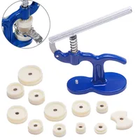 Herramienta de prensa de reparación a presión, cierre trasero de reloj, caja de herramientas de relojero, herramientas manuales de cristal con 12 kits de troqueles de plástico