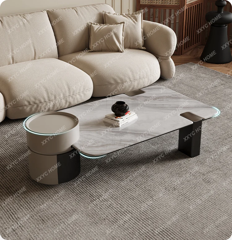 A Slate Combination Coffee Table Size Square Light Luxury Living Room Home High-end Minimalist New Model