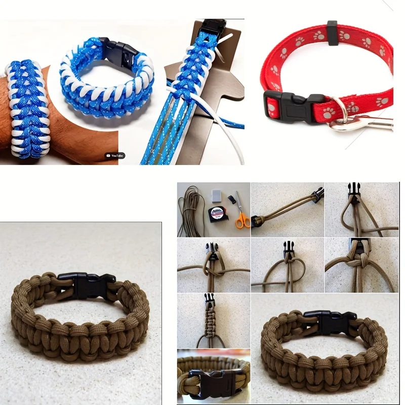 50 Stück Gebogene Kunststoff-Schnellverschluss-Schnallen für DIY Paracord-Armbänder & Kleine Hundehalsbänder, Einfach zu Verwendende Clips für Bastelarbeiten – Detail 1