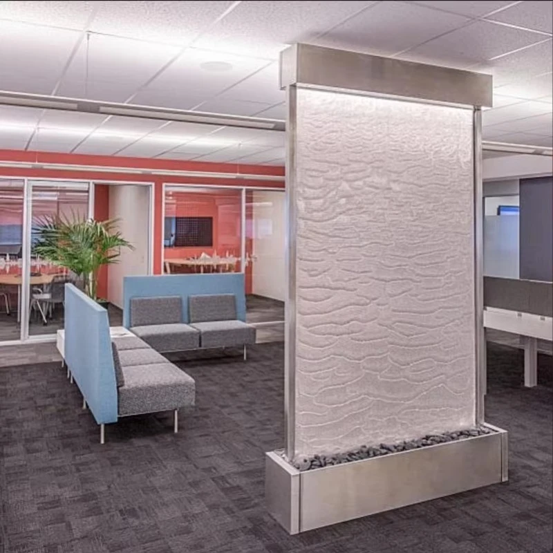 Interior decoration waterfall wall decorative glass waterfall interior steel mesh water curtain wall