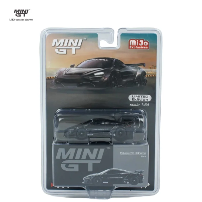 

MINI GT 1/64 720S LBWorks Black #777 simulation alloy car model, Boys' toy, adult collectible ornament.