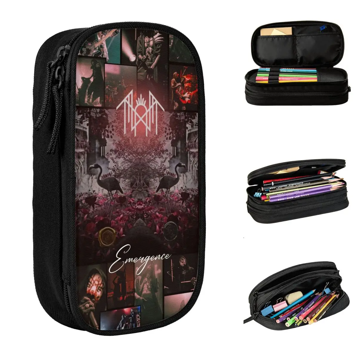 Large-capacity Pencil Case Sleeps Rock Band Tokesd Office Supplies Double Layer Pencil Case Stationery Make Up Bag Amazing Gift