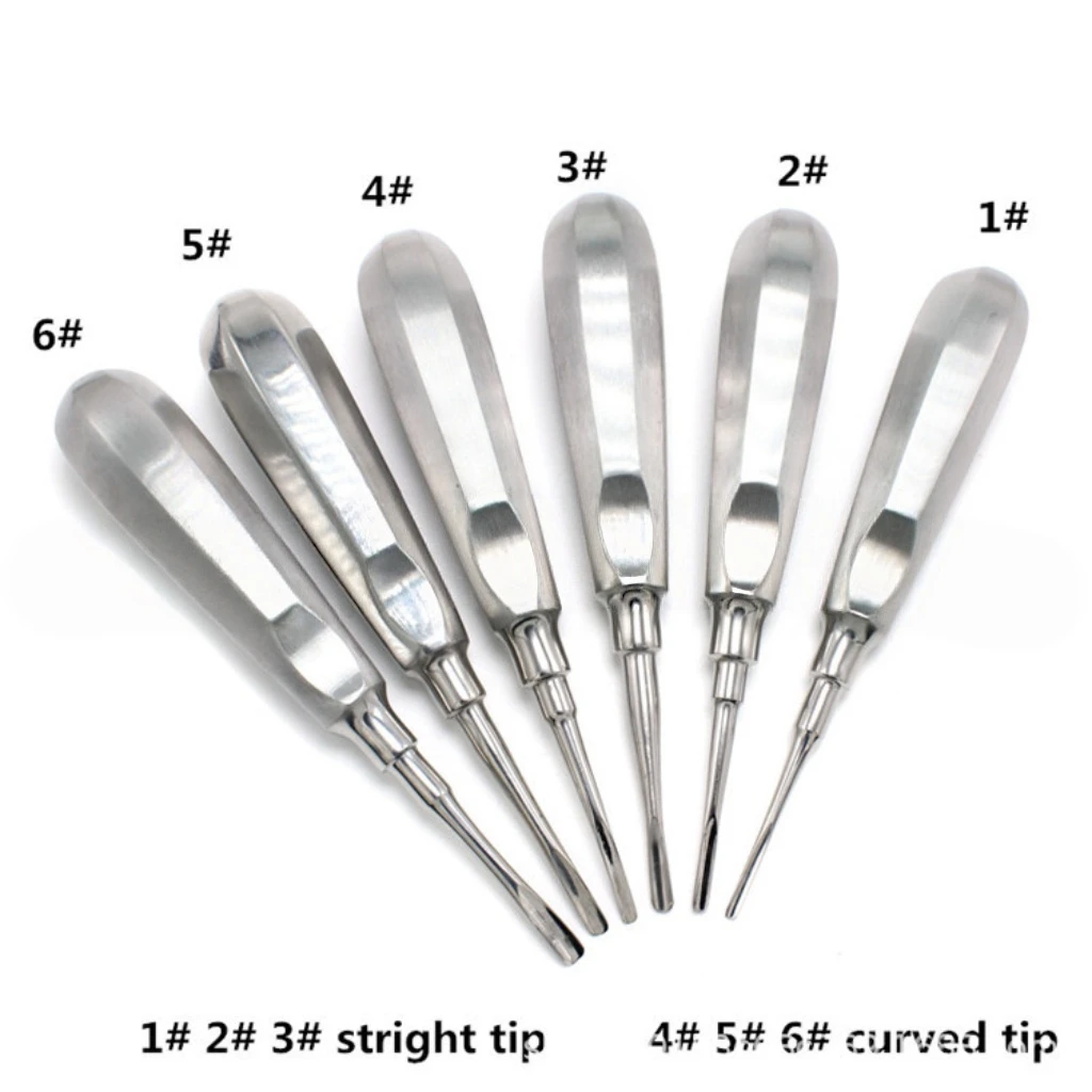 1PC Dental Extraction Elevator Stainless Steel Tooth Dentist Tool Stright Curved Root Elevator Minimally Invasive Dentistry Tool