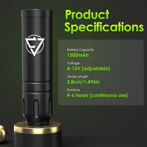 वायरलेस टैटू मशीन 1500mah बैटरी 6 घंटे बैटरी लाइफ स्ट्रोक 3.8 मिमी कॉर्डलेस टैटू पेन मशीन टैटू पेन टैटू आपूर्ति 10 best sales टैटू मशीन - №6