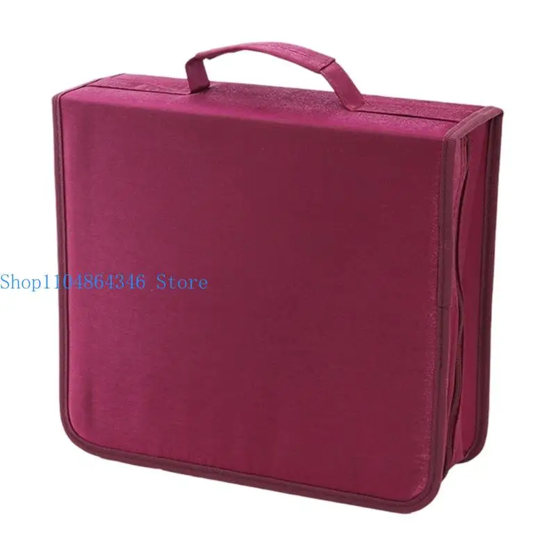 652F Disc Storage Box Carrying Case with Handle Stackable VCD Holder Organization for Disc