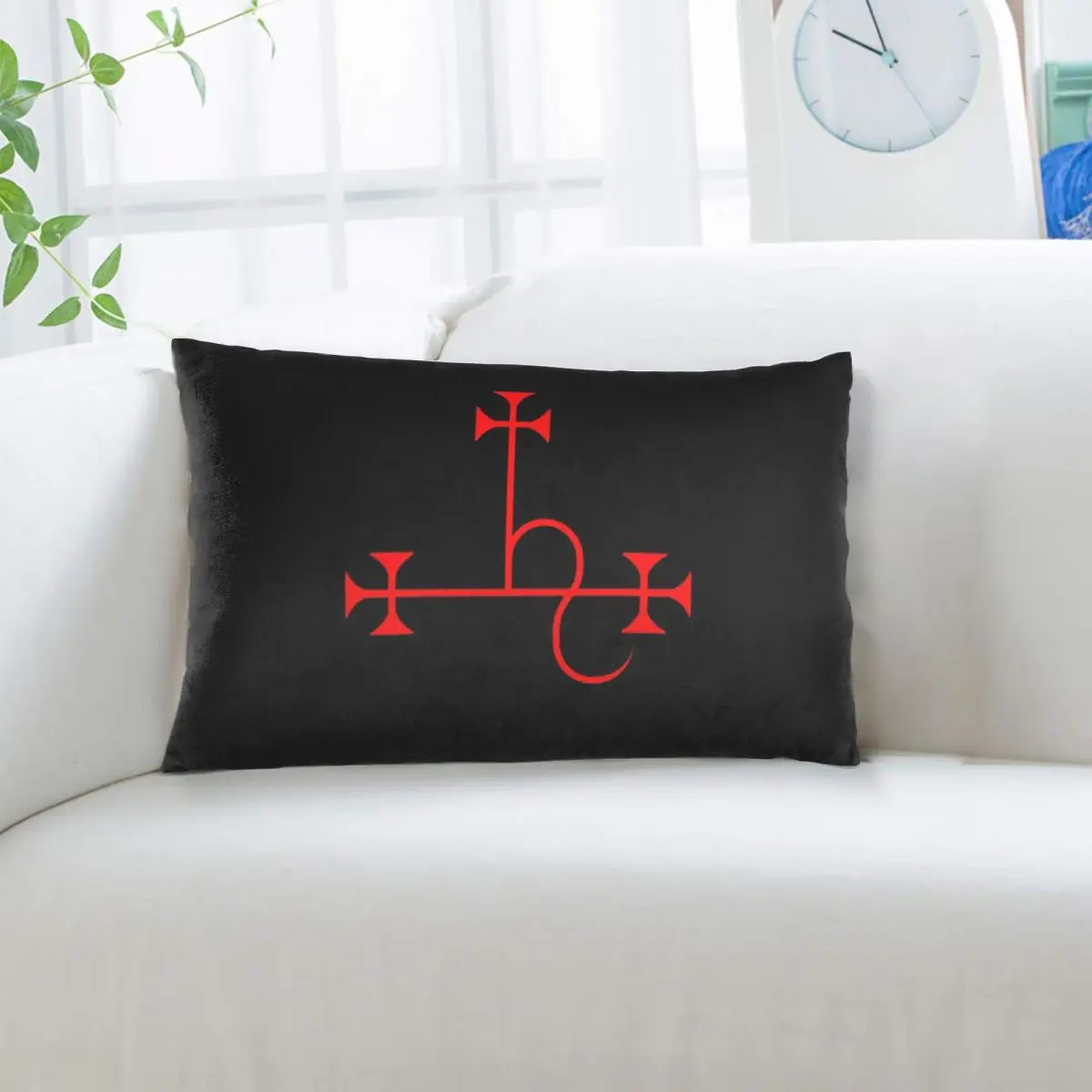 Lilith - Goetia Style Sigil - Uncircled (Red) Poster Rectangle Pillowcase Cushion Cover Decorative Bedroom Bed Home Throw Pillow