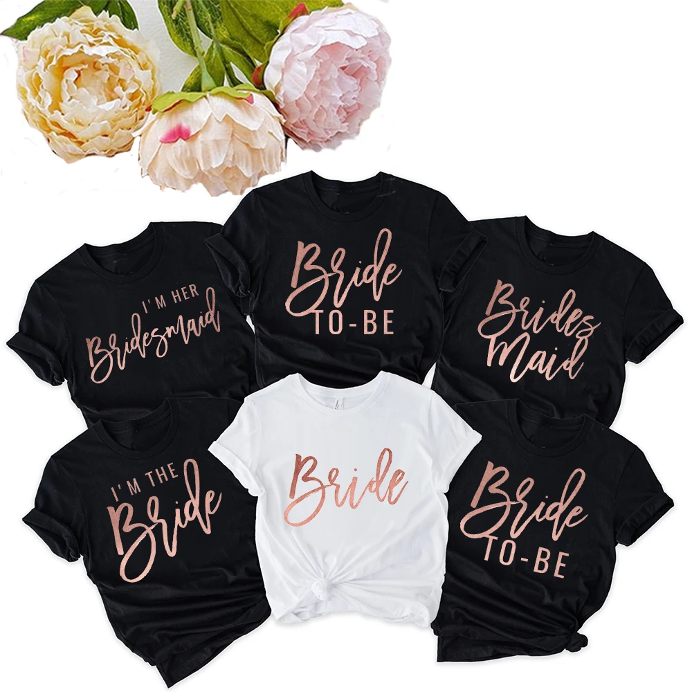 

Bride To Be Print Women Short Sleeve T Shirts Bachelorette Party Graphic Tee T-shirt Brides Maid Team Bride Tshirt Female Tops