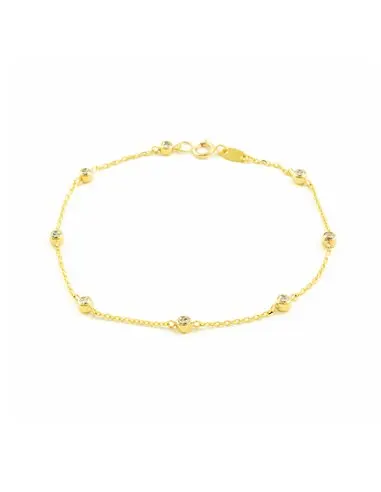 Bracelet yellow gold chaton 3 mm zircon (9kts)