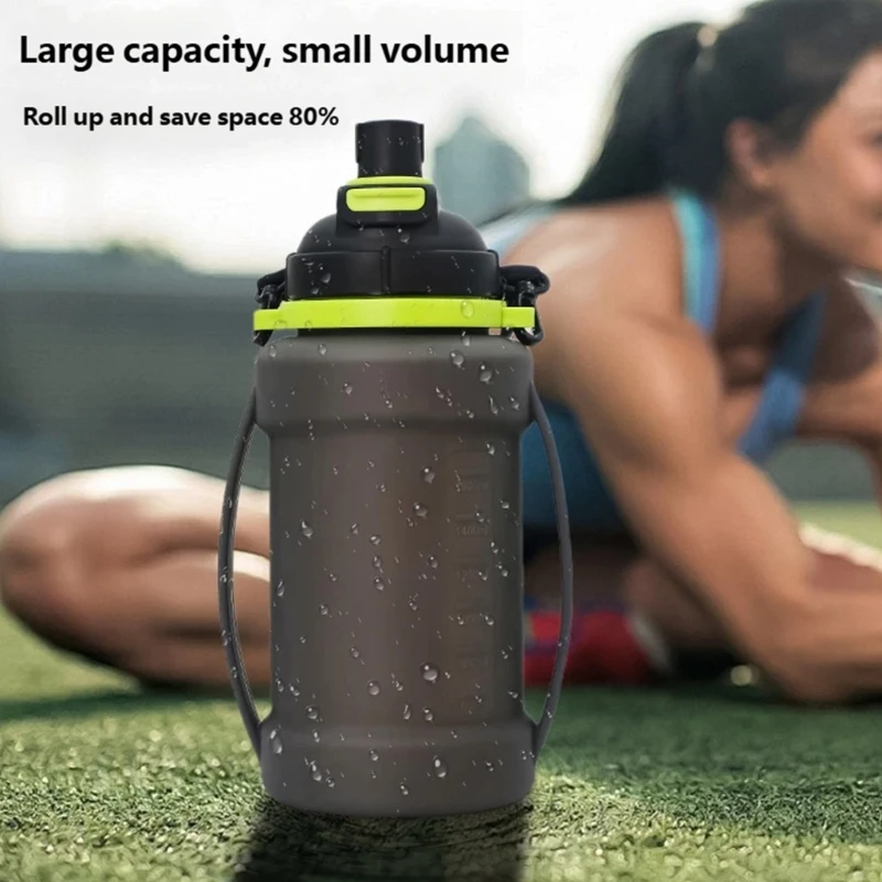   Practical Silicone Drinking Bottle Practical Folding Water Cup 2000ML Suitable for Outdoor Activity Hiking and Picnics