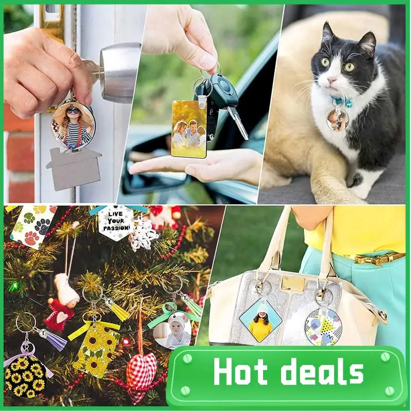 AC62-160 Sublimation Blank Products, Sublimation Keychain Blank Bulk Set With Heat Transfer Blank Tassel Keychain Jump Rings