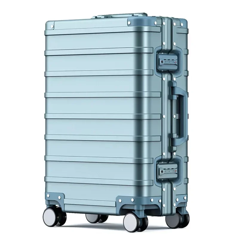 All Aluminum Trolley Case Travel Suitcase Large Capacity Rolling Luggage TSA Password Trunk Fashion Carry-on Box Universal Wheel