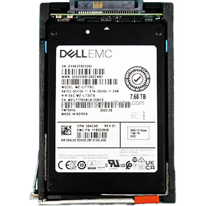 خادم EMC Enterprise SSD Unity 7.68 تيرابايت 12 جيجابايت/ثانية SAS 2.5 بوصة MZILT7T6HMLA-000C3 118000634 جديد 7.68T 118000634 مع ذاكرة تخزين مؤقت 512 ميجابايت