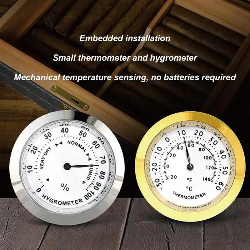 Round Humidor Hygrometer High Precision Analog Humidity Sensor Hygrometer Monitor for Humidor Cabinet Care Hygrometer