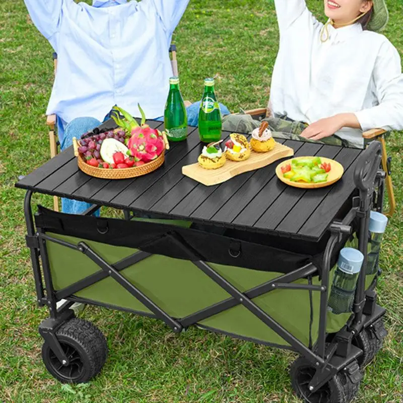 

Outdoor Camping Cart Foldable Hand Pushing Camping Trailer Pull Rod Rear Wagon Cart for Camping Picnic Trolley BBQ tool