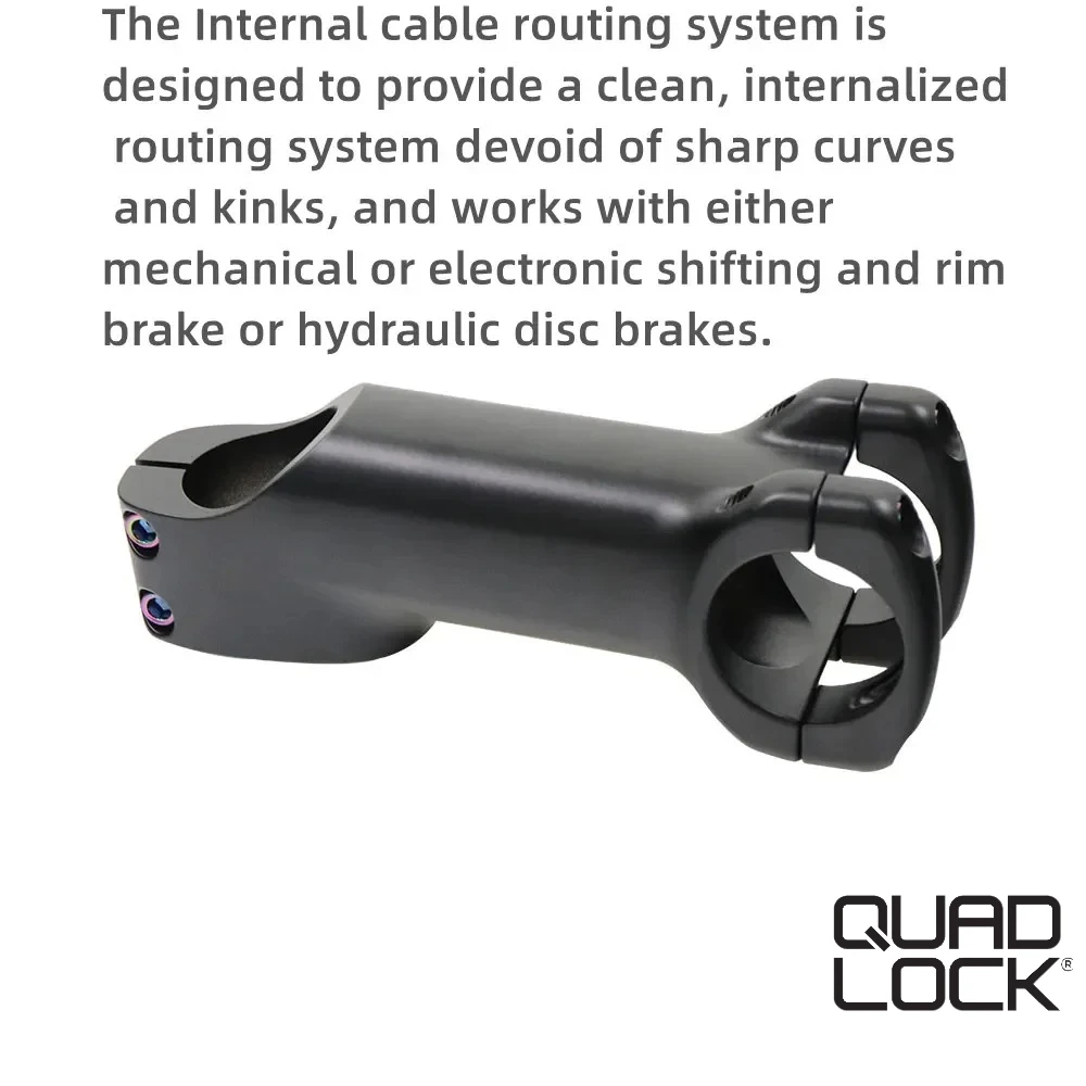 

QUAD LOCK Bicycle Stem 28.6-31.8mm Aluminum Internal Cable Routing Stem with Spacer Road Handlebar Stem Bike Parts