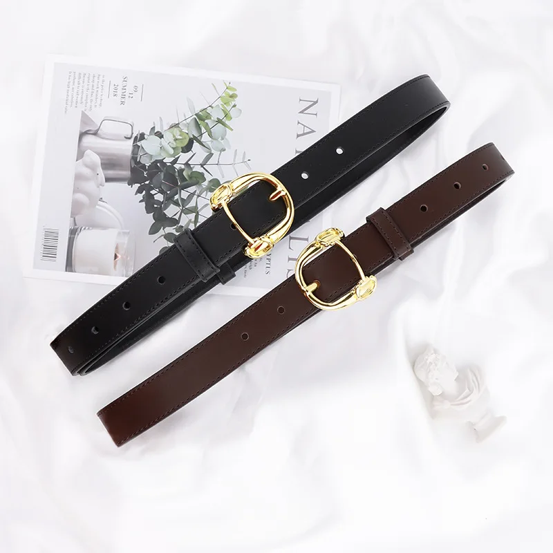 

New Simple Commuter Versatile Trouser Pocket Soft Top Layer Cowhide Needle Buckle Belt Women's Dress Pants Leather Belt