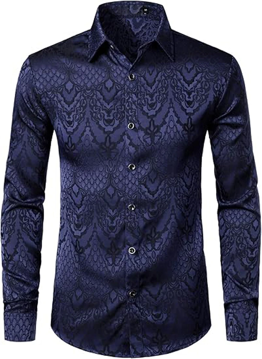 

Men's New Retro Simple Black Dragon Pattern Printed Shirt Long-sleeved Lapel Soft Hawaiian Casual Shirt Men's Business Top