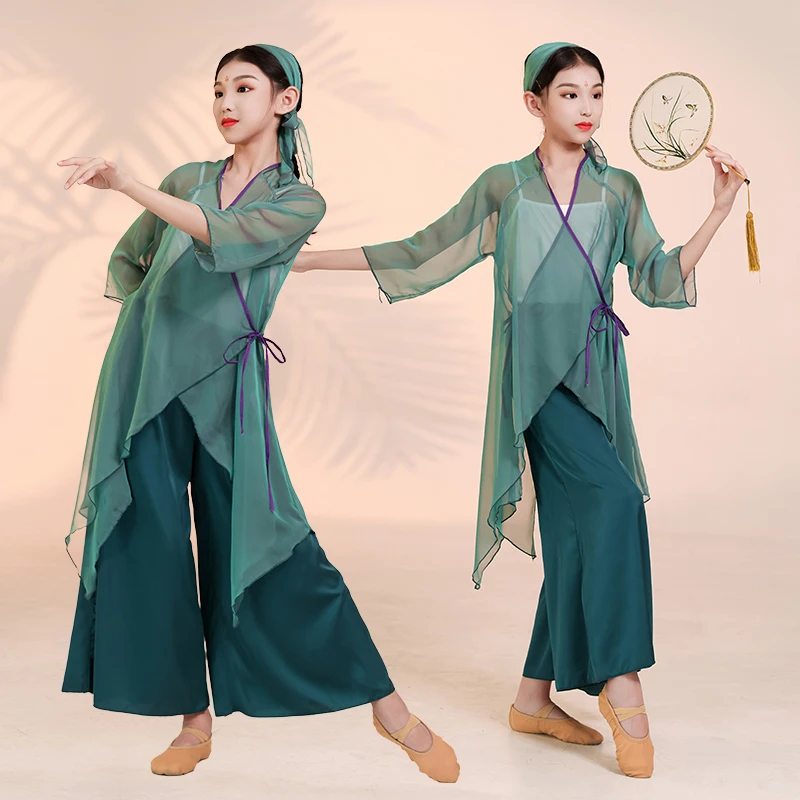 

Children's classical dance costumes,Chinese dance performance costumes, girls' green snake dance, ethnic dance practice costumes