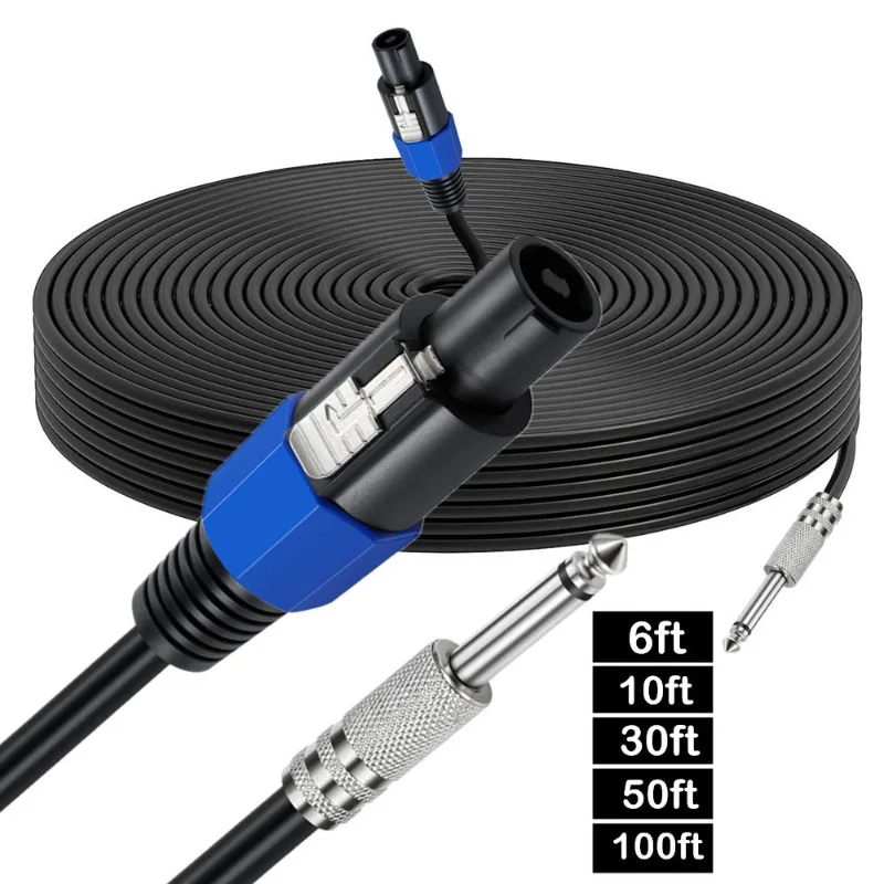 

6FT,10FT,25FT,50FT Speakon Male with Snap Lock To 6.35mm Male 1/4 "Male Speaker Cable Audio Amplifier Cable