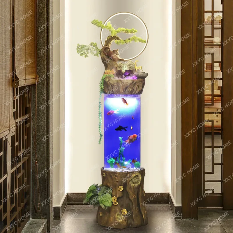 

Round Water Fountain Decoration Fish Tank Change Water Living Room Office Floor