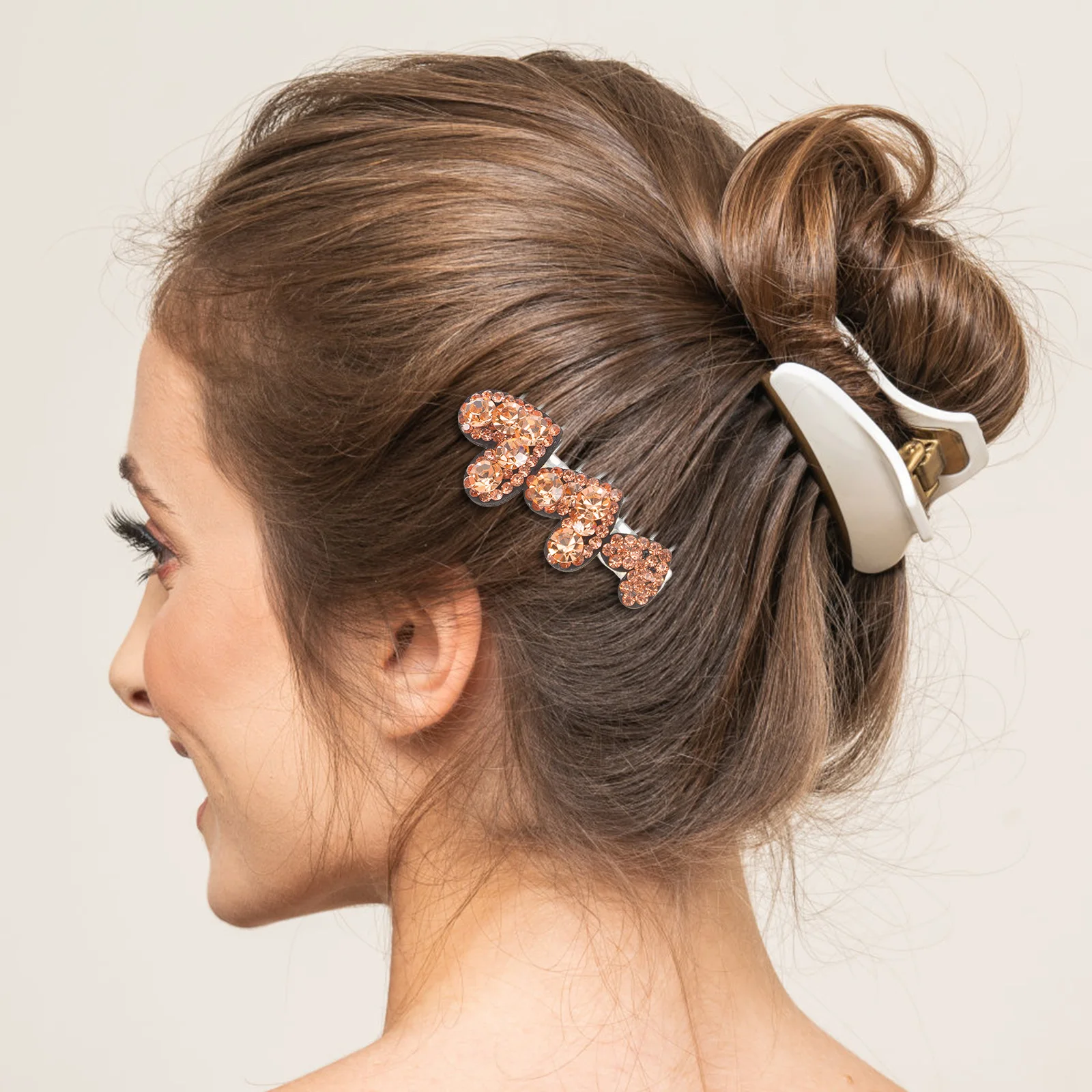 

Sparkle Rhinestone Combs Heart Shaped Bridal Wedding Accessories Crystal Decorative Combs For Women Gold Durable