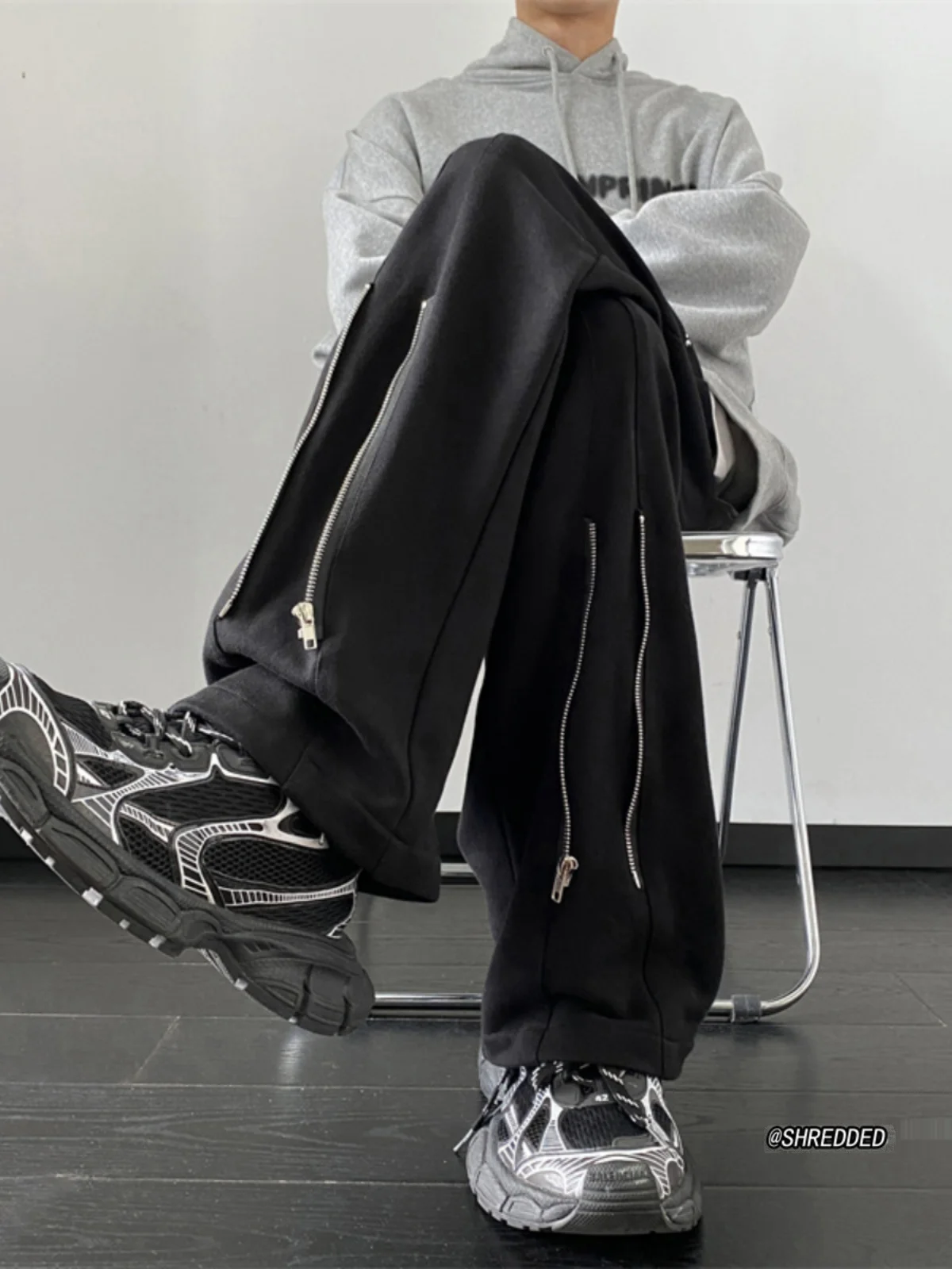 

Men's Casual Loose Straight Leg Pants Autumn New Sle Faion Brand Trendy Design Zipper Sport Sweatpants Cool And Haome