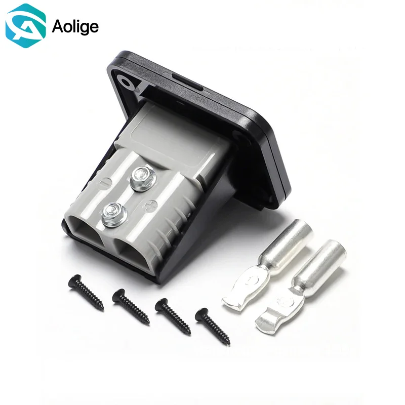 1pc 50A/120A/175A Double Pole Plug Connector with Mounting Bracket & Panel Cover
