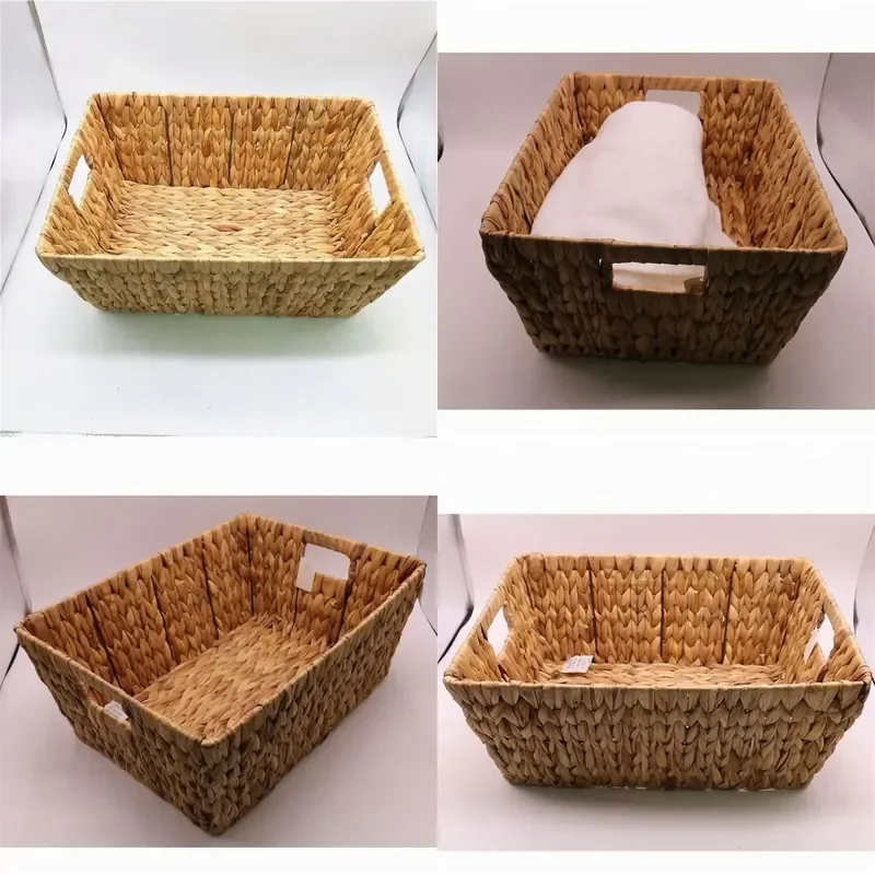 Eco-friendly Water Hyacinth Straw Moroccan Wicker Basket for Baby Laundry with 4 Compartments