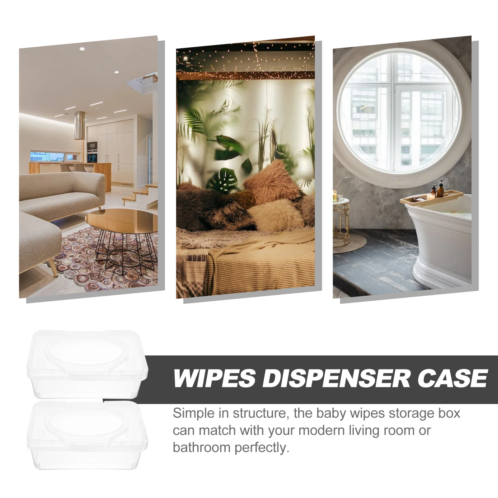 

2pcs Cleansing Towel Box Baby Wipes Case Clear Container Large Volume Dispenser Refillable Bathroom Organizer Storage