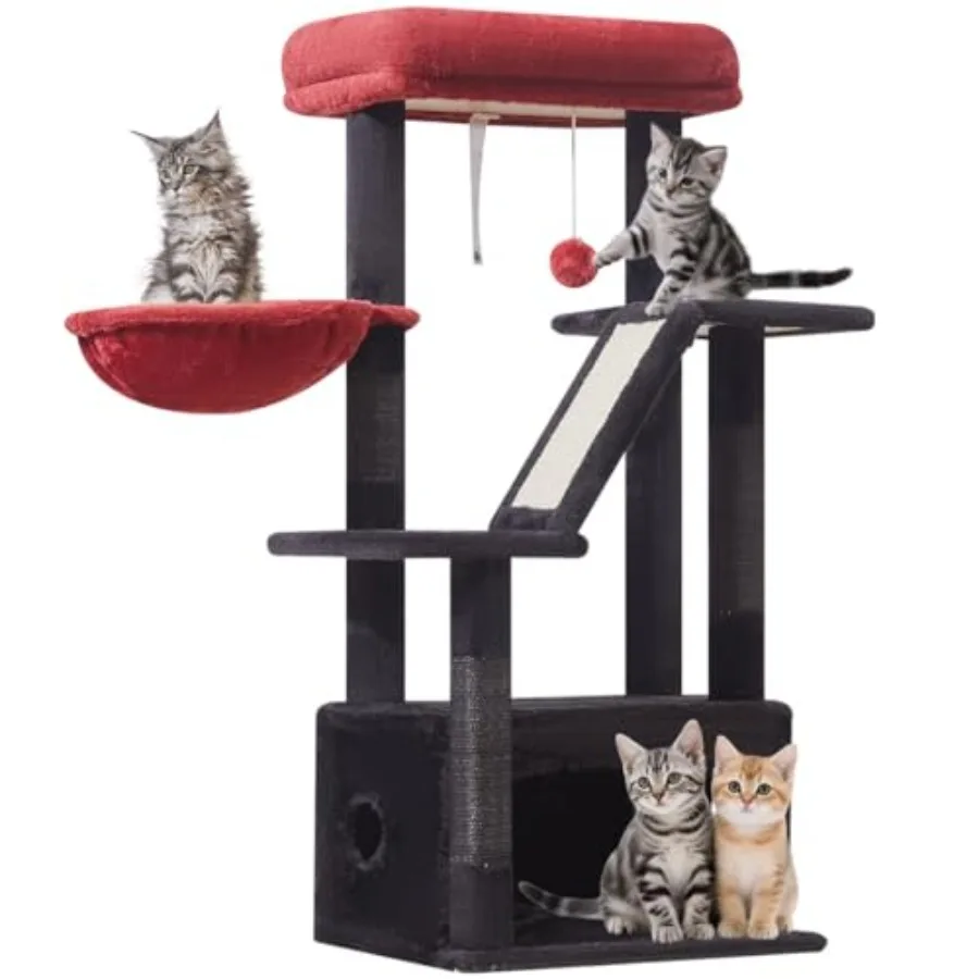 

Gothic Cat Tree38.5-Inch Cat Tower for Indoor Cats Suitable for Kittens with Luxurious cat condo with Adjustable Baskets and Lu