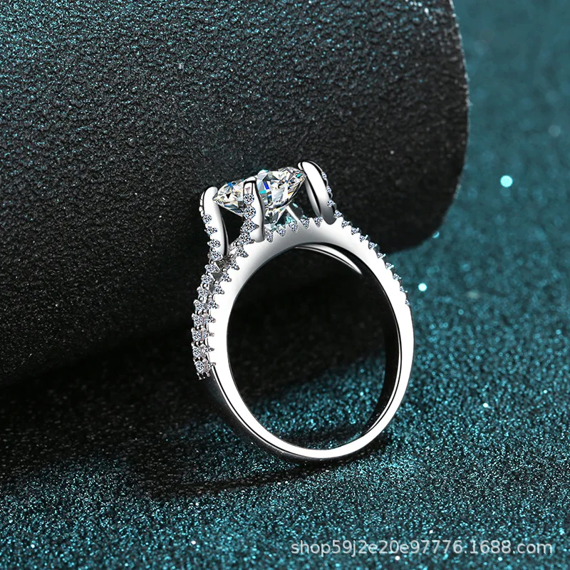 2.0CT مويسانيتي خاتم الماس للنساء PT950 مطلي 925 فضة قوية الفرقة غرامة مجوهرات العشاق هدية