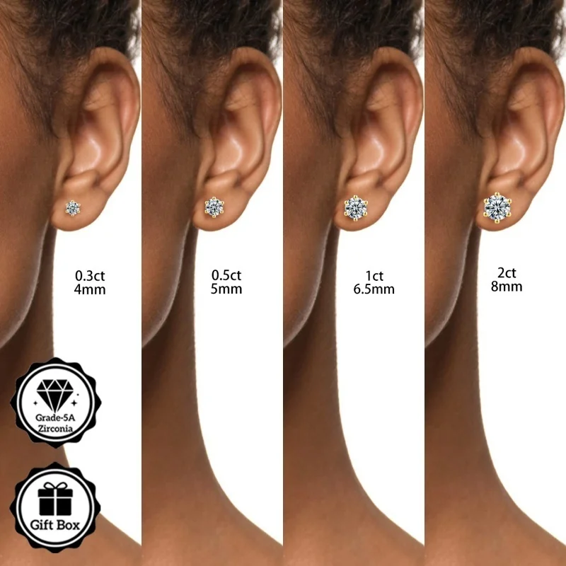 

Ювелирные изделия LAMVOICE для женщин/серьги-гвоздики с цирконием 0,6-4 карата, серьги из стерлингового серебра 925 пробы, подарок на День святого Валентина для нее