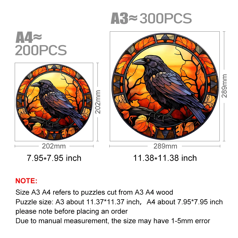 Mysterious Wooden Puzzle painted Black Bird Fun Toy Animal Wood Puzzles Smart Games Round Shaped Jigsaw Puzzle Best Gift For Kid