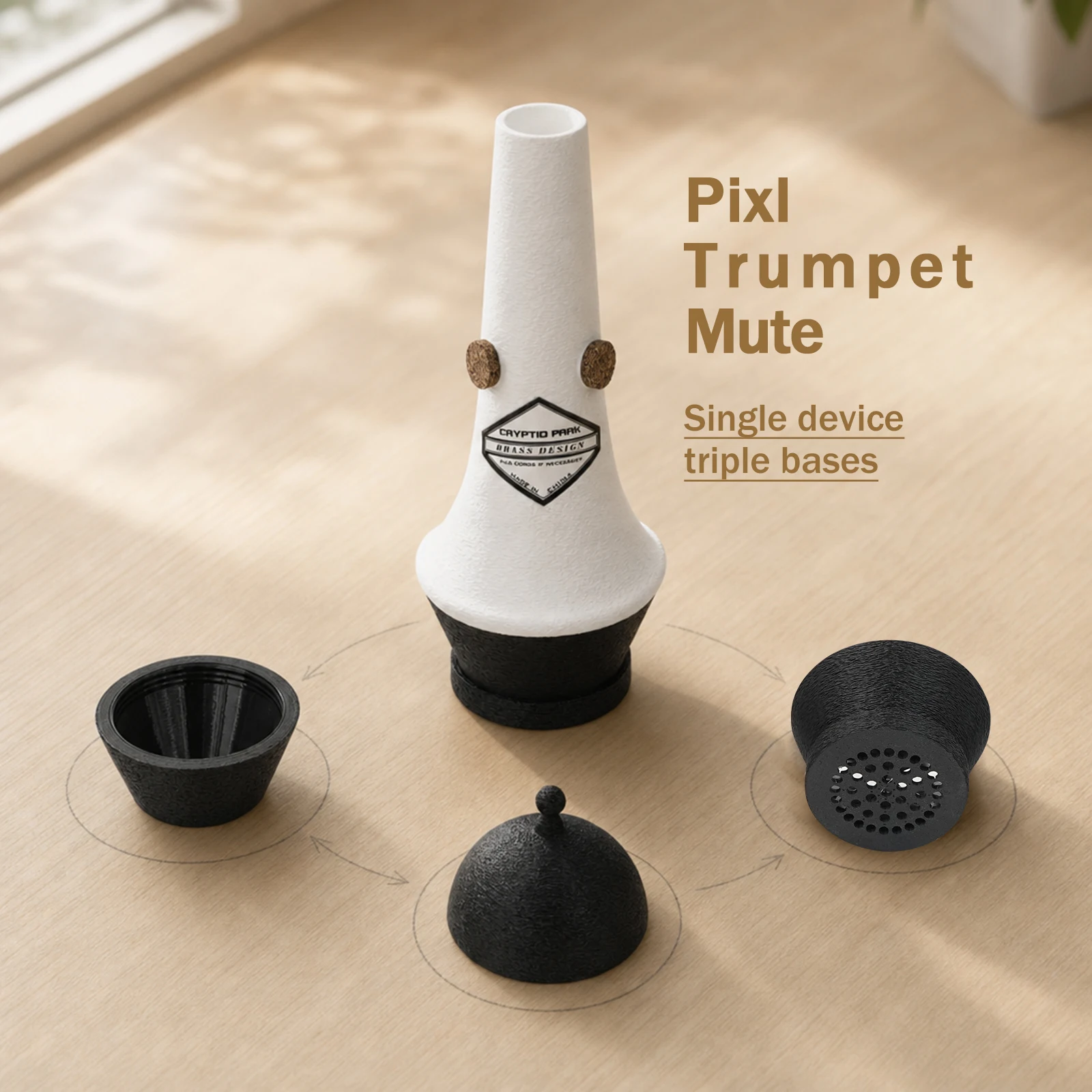 Small Mute Silencer, One Device with Three Bases, Three Sound Tones, Retains Bass Notes, Little Elf Mute Silencer