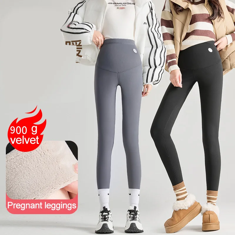 

Maternity Winter Thickened Abdominal Support Non-pilling Shark Pants Pregnancy Sweatpants Velvet Leggings Cold-resistant -25°c