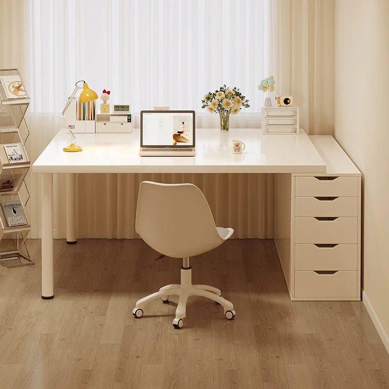 Double person desk, student home computer desk, desktop, female bedroom desk, office desk, study desk, cream style makeup desk