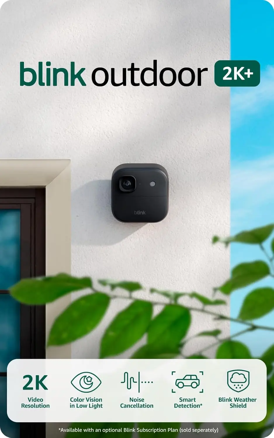 Outdoor 2K+ Wireless Smart Security Camera, 2K Resolution, Enhanced Audio, 2-Year Battery – Black (Sync Module Not Included)