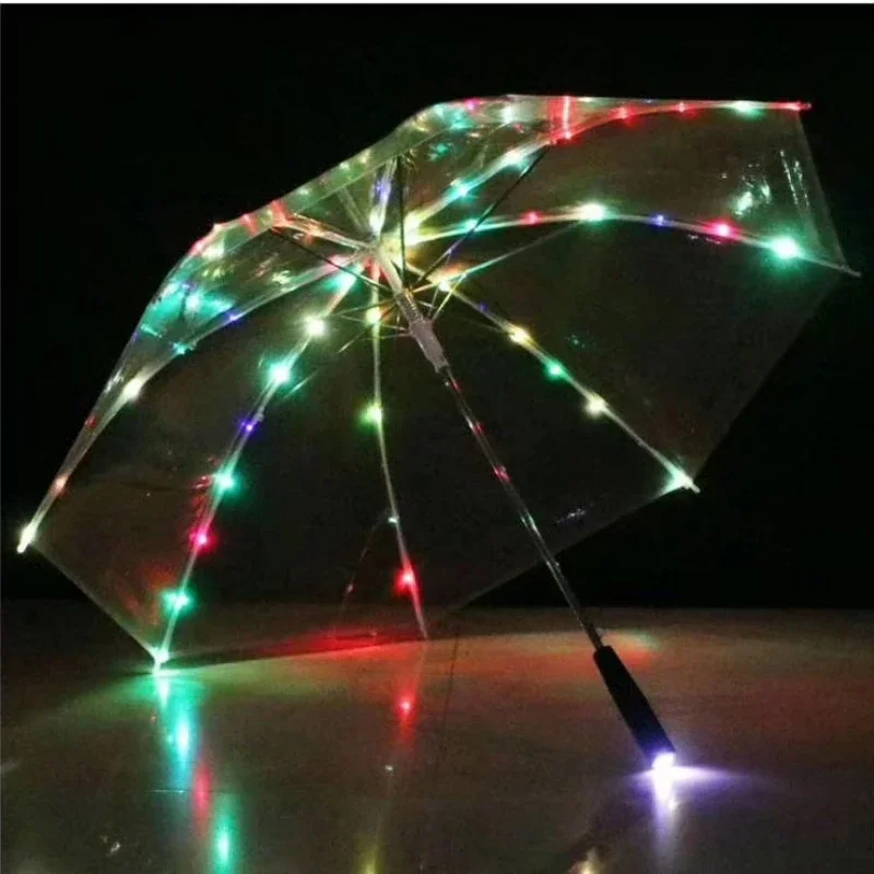 

New Creative Personality Fashion Umbrella LED Luminous Transparent Umbrella Location Shooting Creative Umbrella Boys and Girls