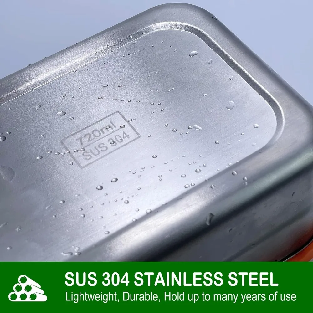 Contenitore in acciaio inossidabile con coperchio, contenitore per il pranzo con coperchio in silicone a prova di perdite, bento box per alimenti