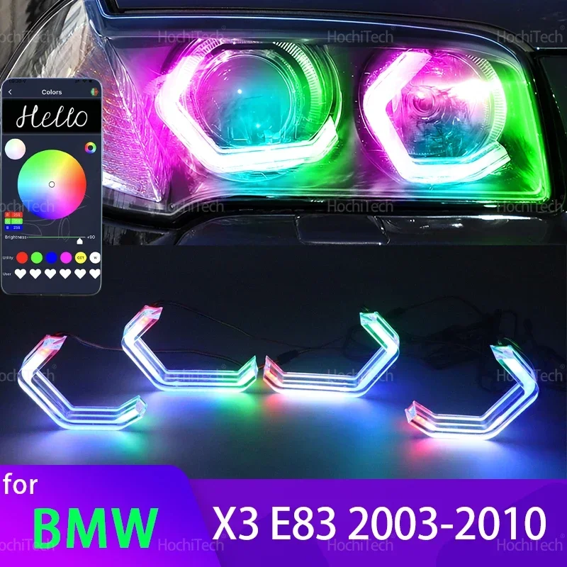 For BMW X3 E83 2003-2010 XDrive25i XDrive30i XDrive18d XDrive20d 30d 35d M4 Style Multi Color RGB LED Angel Eyes Kit Rings