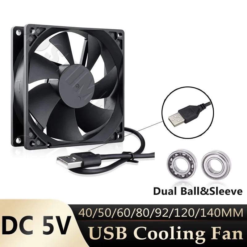 Gdstime 60MM USB-Lüfter 140MM 120MM DC 5V PC-Gehäuselüfter Kugel-/Sleeve-Lüfter 80mm 40/50MM Axiallüfter für DVR Xbox TV-Box Router