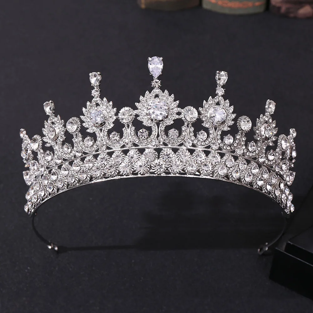 

New European and American Zircon Bridal Crown Jewelry Alloy Water Diamond Atmospheric Palace Wedding Headband Accessories Crown