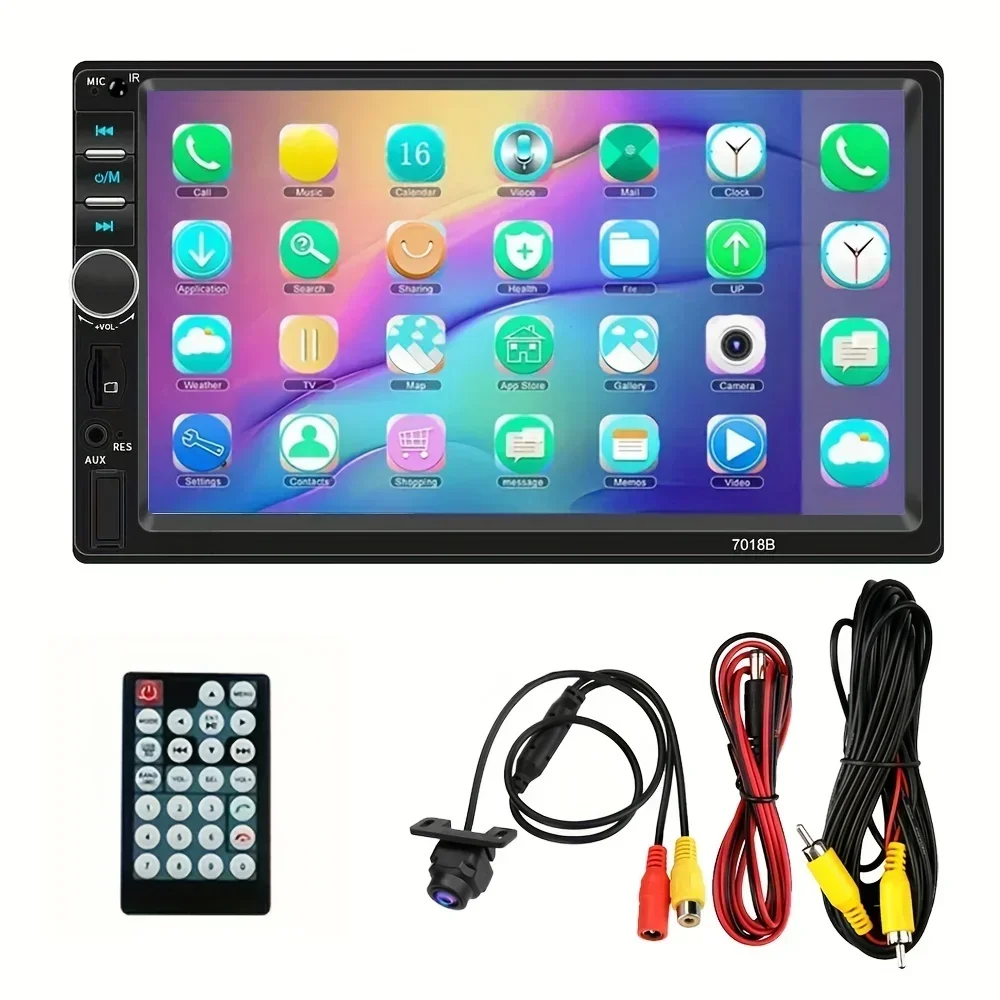 Bileeko 2 DIN Car DVD Player - FM Radio, Mirror Link, EQ, Line-In Aux, Universal Fit with Backup Camera