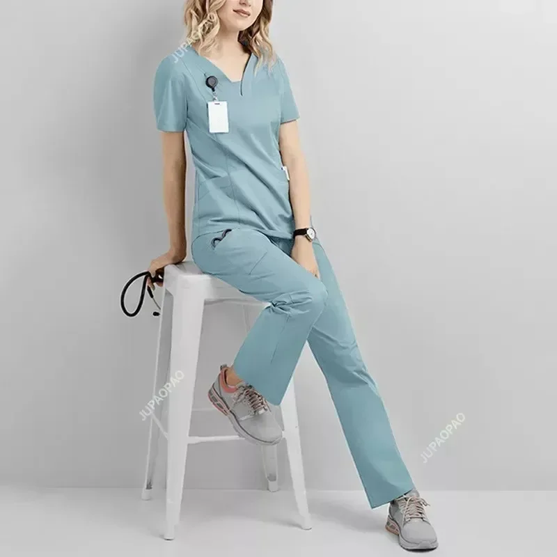 Polychrome Surgical Suit Doctor Nursesuit Beauty Salon Stomatological Hospital Work Clothes Hand Washing Clothes Scrub Set Women