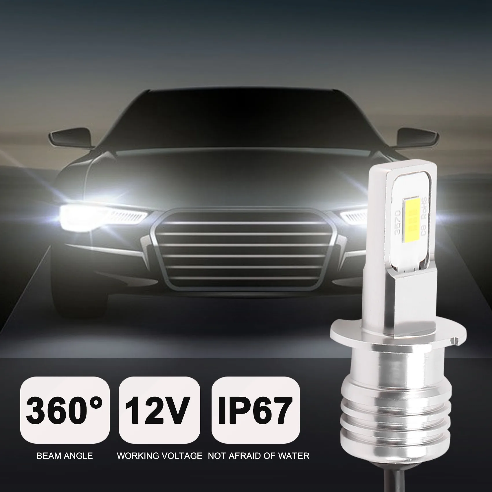 2X H3 Super Bright LED Headlight Fog Light Driving Lamp Bulb Kit 6000K White 100W